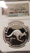 Australia 2013 Silver $1, 20th Anniversary Kangaroo, NGC-PF69 UC